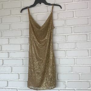 Gold Glitter Strappy Cowl Neck Bodycon Dress